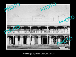 OLD LARGE HISTORIC PHOTO OF WONDAI QLD, VIEW OF HOTEL CECIL c1912