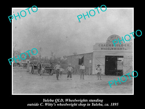 OLD LARGE HISTORIC PHOTO OF YULEBA QLD, WHITTY COACH BUILDING FACTORY c1895