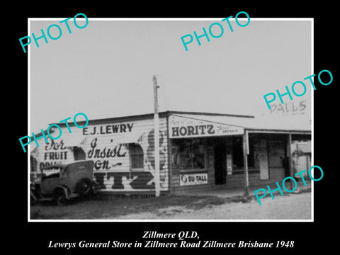 OLD LARGE HISTORIC PHOTO OF ZILLMERE BRISBANE QLD, LEWRYS GENERAL STORE 1948