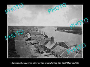 OLD LARGE HISTORIC PHOTO OF SAVANNAH GEORGIA, VIEW OF TOWN IN CIVIL WAR c1860