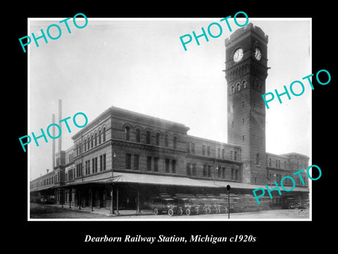 OLD LARGE HISTORIC PHOTO DEARBORN RAILWAY STATION, MICHIGAN c1920s