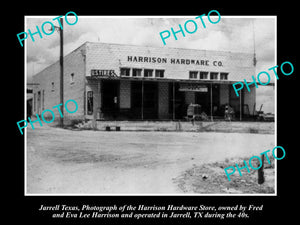 OLD LARGE HISTORIC PHOTO JARRELL TEXAS, HARRISONS HARDWARE STORE c1940s