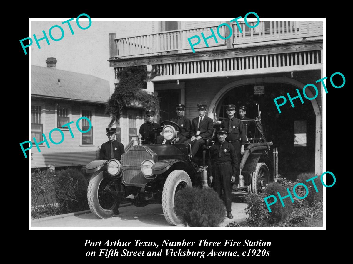 OLD LARGE HISTORIC PHOTO OF PORT ARTHUR FIRE STATION, No 3, TEXAS c1920s