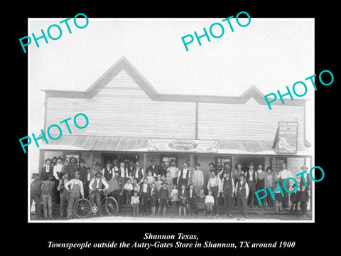 OLD LARGE HISTORIC PHOTO OF SHANNON TEXAS, VIEW OF THE AUTRY-GATES STORE c1900