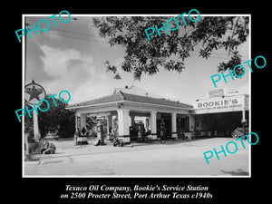 OLD LARGE HISTORIC PHOTO OF TEXACO OIL Co SERVICE STATION PORT ARTHUR TEXAS 1940