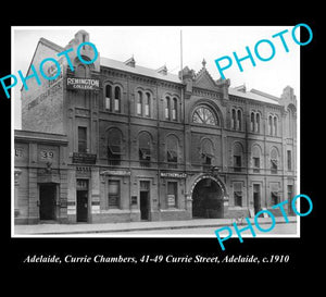 OLD LARGE HISTORICAL PHOTO OF ADELAIDE SA, CURRIE CHAMBERS BUILDINGS c1910