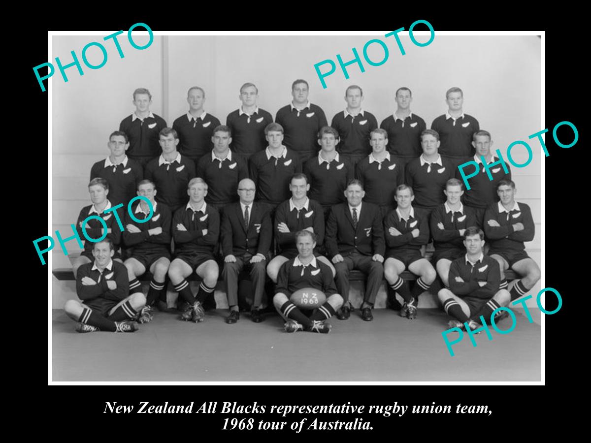 OLD LARGE HISTORIC PHOTO OF THE NEW ZEALAND ALL BLACKS RUGBY UNION TEAM 1968