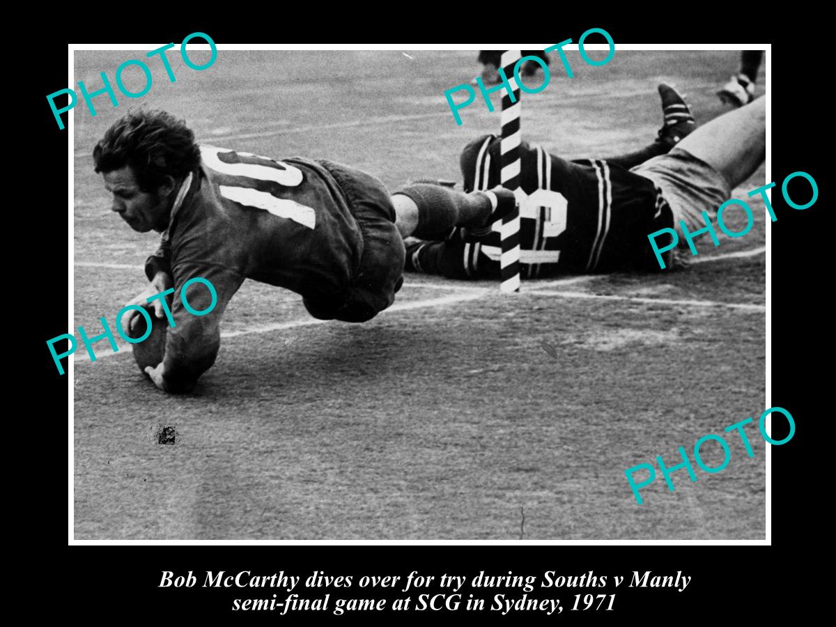 OLD LARGE HISTORIC PHOTO OF SOUTH SYDNEY RABBITOHS GREAT BOB McCARTHY c1971