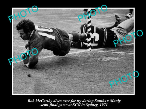 OLD LARGE HISTORIC PHOTO OF SOUTH SYDNEY RABBITOHS GREAT BOB McCARTHY c1971