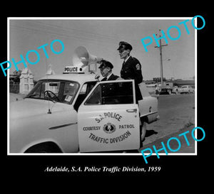 OLD LARGE HISTORICAL PHOTO OF ADELAIDE SA, SA TRAFFIC POLICE 1959