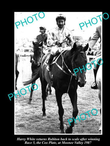 HISTORIC HORSE RACING PHOTO OF RUBITON WINNING THE 1987 COX PLATE, HARRY WHITE