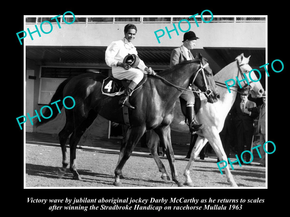 OLD HISTORIC HORSE RACING PHOTO OF MULLALA WINNING THE 1963 STADBROKE, McCARTHY