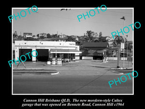 OLD LARGE HISTORICAL PHOTO OF THE CANNON HILL CALTEX SERVICE STATION, c1964 QLD