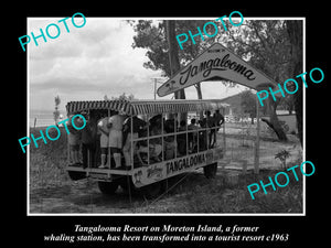 OLD LARGE HISTORICAL PHOTO OF MORETON ISLAND, TANGALOOMA RESORT BUS c1963 QLD