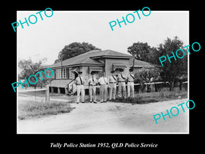 OLD LARGE HISTORICAL PHOTO OF THE TULLY POLICE STATION & OFFICERS c1952 QLD