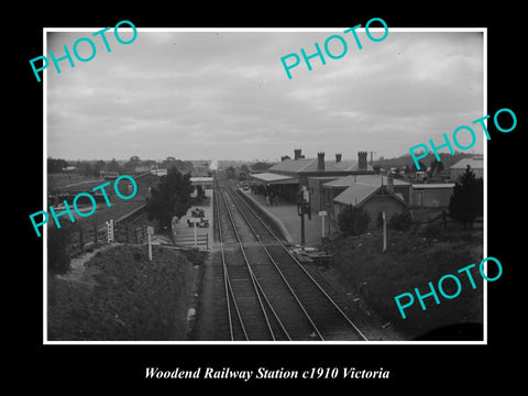 OLD LARGE PHOTO OF THE WOODEND RAILWAY STATION PLATFORM c1910, VICTORIA