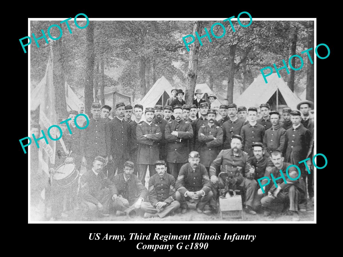 OLD HISTORIC PHOTO OF US ARMY, 3rd REGIMENT ILLINOIS INFANTRY, COMPANY G c1890