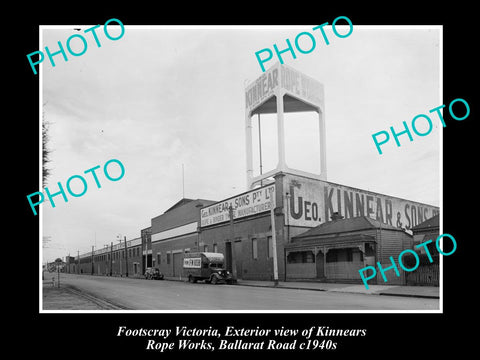 OLD LARGE HISTORICAL PHOTO OF FOOTSCRAY VICTORIA, KINNEARS ROPE FACTORY c1940