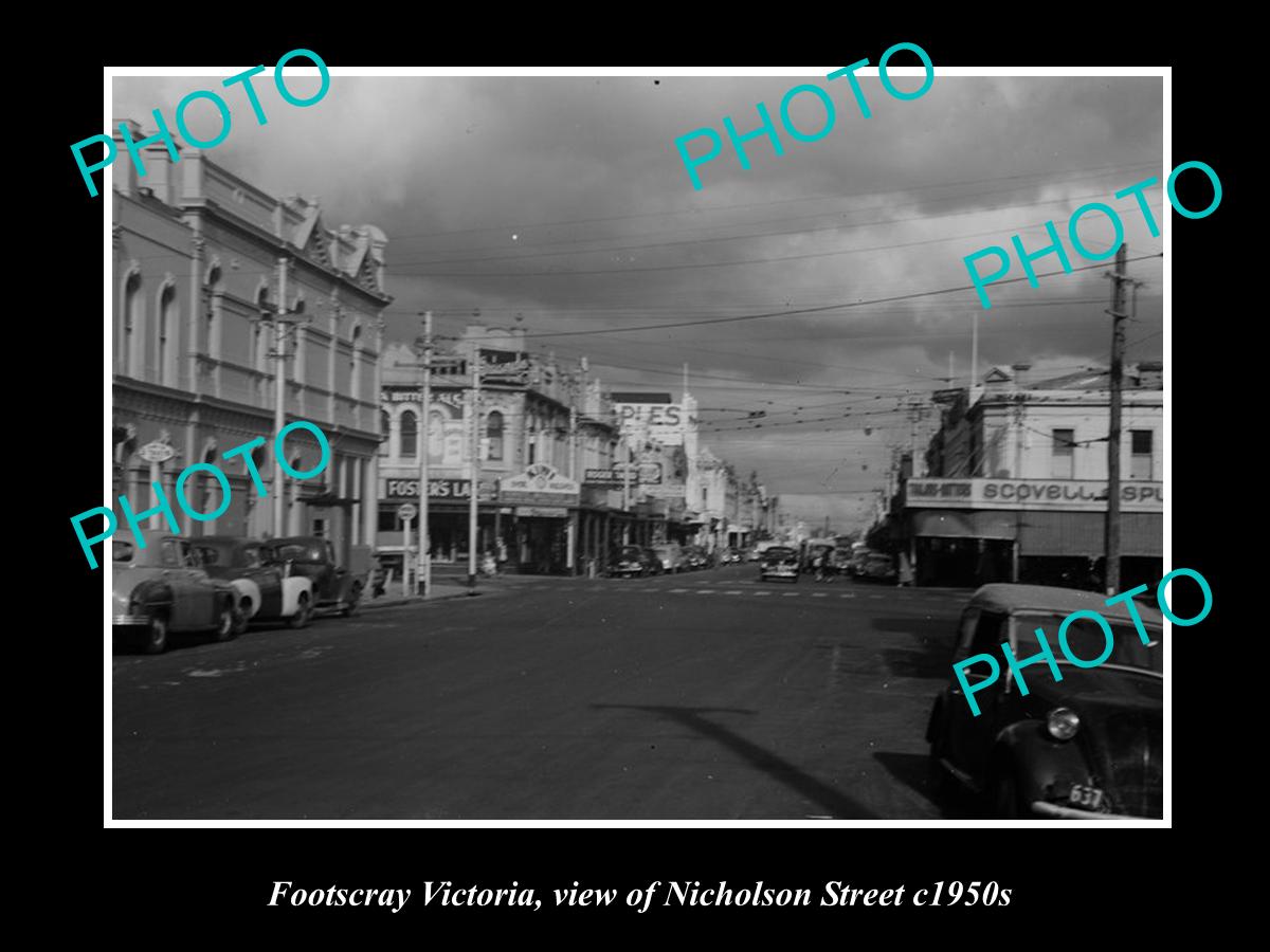 OLD LARGE HISTORICAL PHOTO OF FOOTSCRAY VICTORIA, VIEW OF NICHOLSON St c1950s