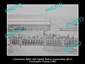 OLD LARGE HISTORICAL PHOTO OF CASTLEMAINE VICTORIA, THE CASTLEMAINE RIFLES c1865