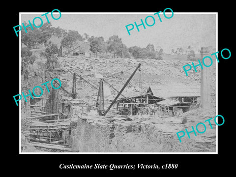 OLD LARGE HISTORICAL PHOTO OF CASTLEMAINE VICTORIA, THE SLATE QUARRIES c1880