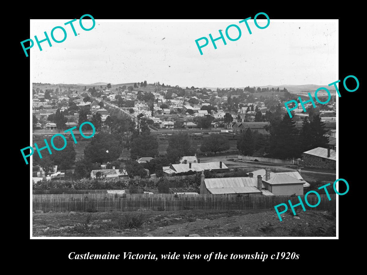 OLD LARGE HISTORICAL PHOTO OF CASTLEMAINE VICTORIA VIEW OF THE TOWNSHIP c1920s 1