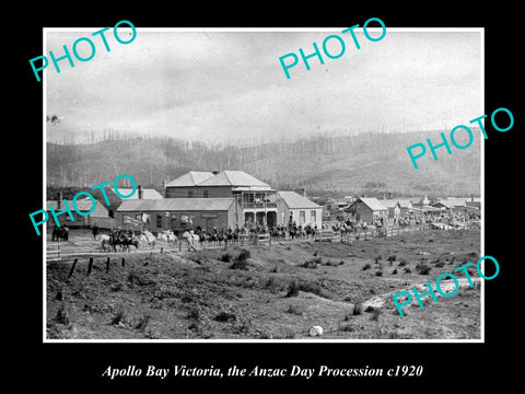 OLD LARGE HISTORICAL PHOTO OF APOLLO BAY VICTORIA, ANZAC DAY PROCESSION c1920