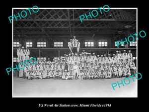 OLD LARGE HISTORICAL PHOTO OF US NAVAL AIR STATION CREW, MIAMI FLORIDA c1918