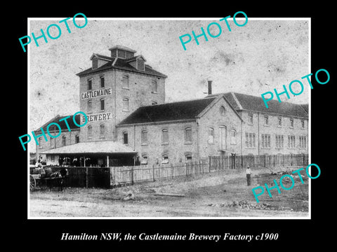 OLD LARGE HISTORICAL PHOTO OF HAMILTON NSW, CASTLEMAINE BREWERY FACTORY c1900