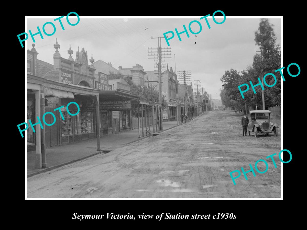 OLD LARGE HISTORICAL PHOTO OF SEYMOUR VICTORIA, VIEW OF THE STATION St c1930s