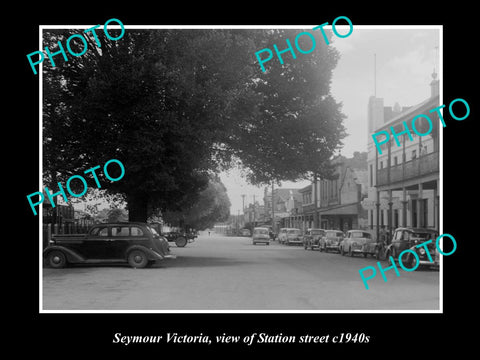 OLD LARGE HISTORICAL PHOTO OF SEYMOUR VICTORIA, VIEW OF THE STATION St c1940s