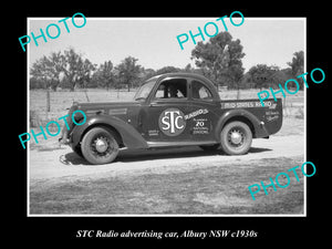 OLD LARGE HISTORICAL PHOTO OF THE STC RADIO ADVERTISING CAR c1930s