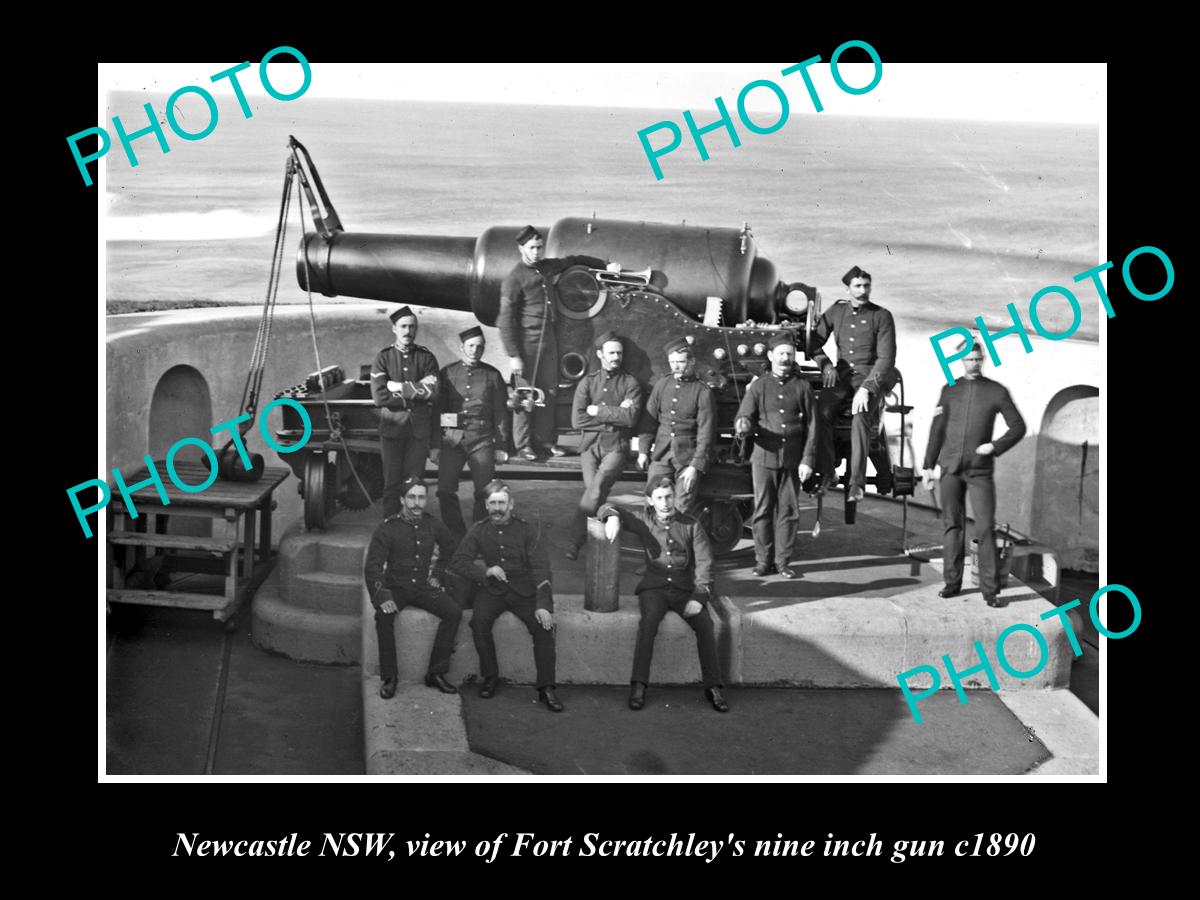 OLD LARGE HISTORICAL PHOTO OF NEWCASTLE NSW, FORT SCRATCHLEYS 9 INCH GUN c1890 3