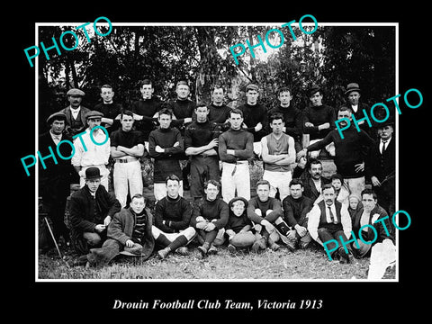 OLD LARGE HISTORICAL PHOTO OF THE DROUIN FOOTBALL CLUB, VICTORIA c1913