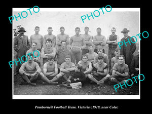 OLD LARGE HISTORICAL PHOTO OF THE POMBORNEIT FOOTBALL CLUB, VICTORIA c1910 COLAC