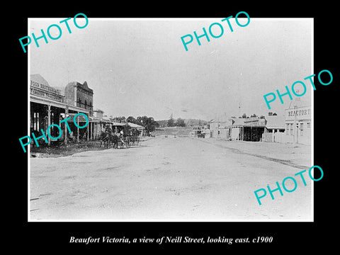 OLD LARGE HISTORICAL PHOTO OF BEAUFORT VICTORIA, VIEW OF NEILL St C1900