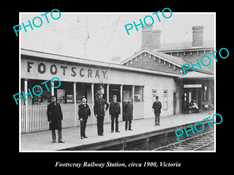 OLD LARGE HISTORICAL PHOTO OF FOOTSCRAY VICTORIA, VIEW OF RAILWAY STATION c1900