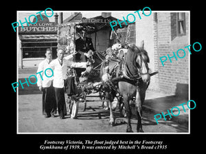 OLD LARGE HISTORICAL PHOTO OF FOOTSCRAY VICTORIA, MITCHELLS BAKERY CART c1935 1