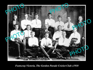 OLD LARGE HISTORICAL PHOTO OF FOOTSCRAY VICTORIA GORDON PARADE CRICKET CLUB 1910