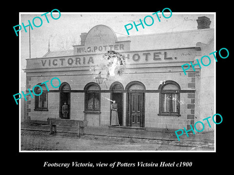 OLD LARGE HISTORICAL PHOTO OF FOOTSCRAY VICTORIA, VIEW OF POTTERS HOTEL c1900