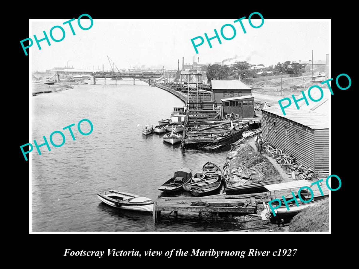 OLD LARGE HISTORICAL PHOTO OF FOOTSCRAY VICTORIA, VIEW OF MARIBYRNONG RIVER 1927