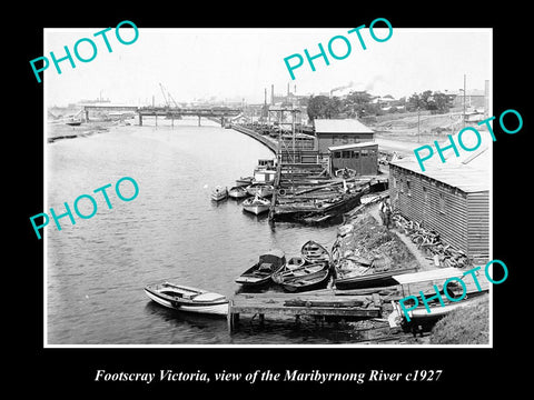 OLD LARGE HISTORICAL PHOTO OF FOOTSCRAY VICTORIA, VIEW OF MARIBYRNONG RIVER 1927