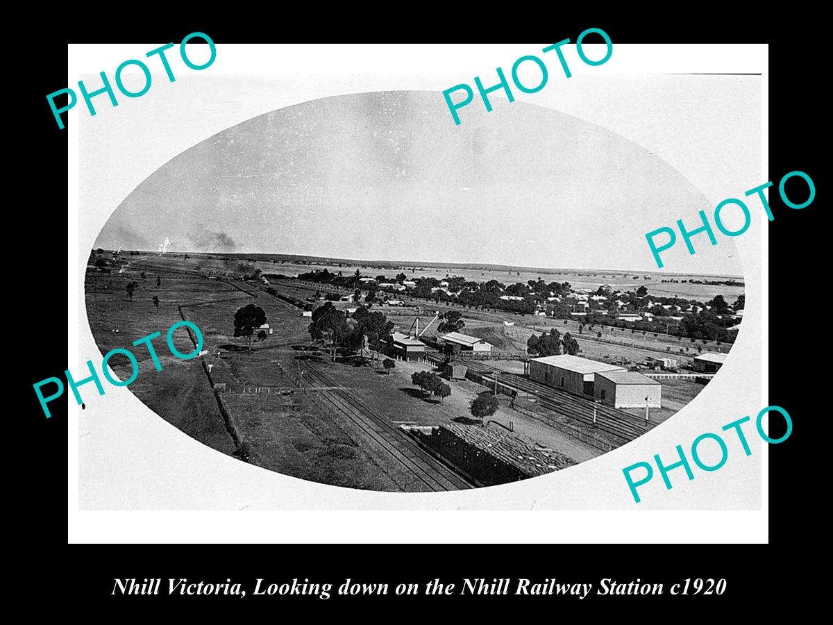 OLD LARGE HISTORICAL PHOTO OF NHILL VICTORIA, VIEW OF RAILWAY STATION c1920