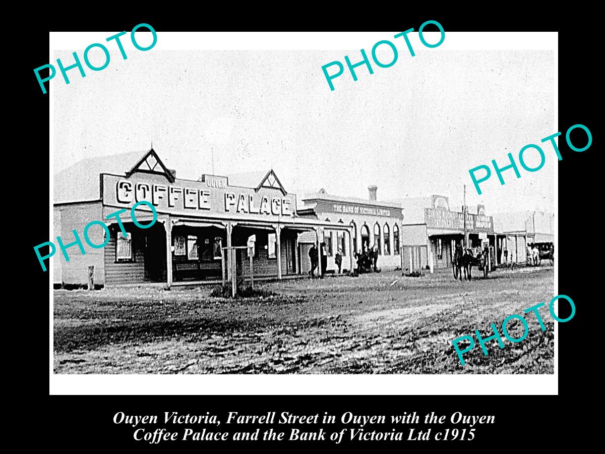 OLD LARGE HISTORICAL PHOTO OF OUYEN VICTORIA, VIEW OF FARRELL St SHOP c1915