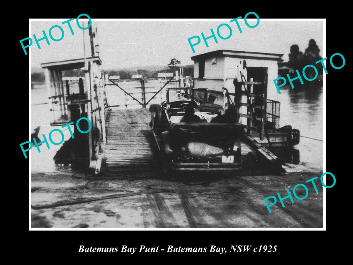 OLD LARGE HISTORICAL PHOTO OF BATEMANS BAY NSW, THE OLD CAR FERRY PUNT c1925