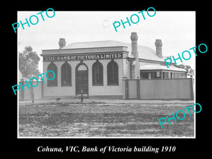 OLD LARGE HISTORICAL PHOTO OF COHUNA VICTORIA, BANK OF VICTORIA BUILDING 1910