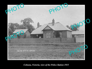 OLD LARGE HISTORICAL PHOTO OF COHUNA VICTORIA, VIEW OF POLICE STATION c1915