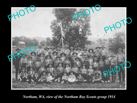 OLD LARGE HISTORICAL PHOTO OF THE NORTHAM BOY SCOUTS GROUP, WEST AUSTRALIA 1914