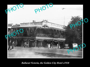 OLD LARGE HISTORICAL PHOTO OF BALLARAT VICTORIA, VIEW OF GOLDEN CITY HOTEL c1938