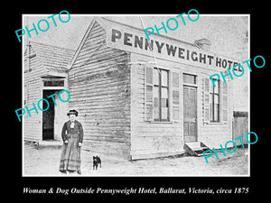 OLD LARGE HISTORICAL PHOTO OF BALLARAT VICTORIA, VIEW OF PENNYWEIGHT HOTEL c1875